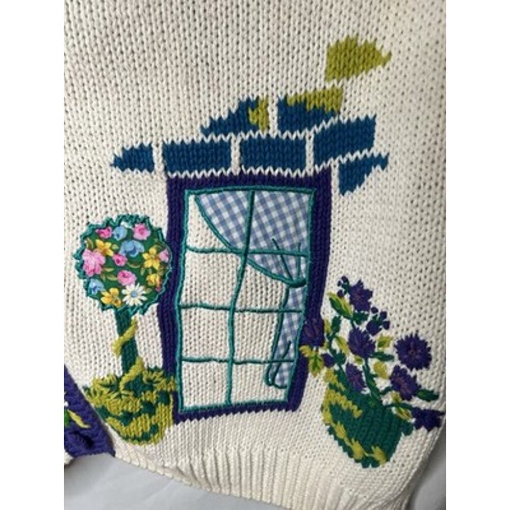 CST Studio Knit Sweater Vest Size 2x Floral Window Box Graphics Ramie Blend - Picture 6 of 14